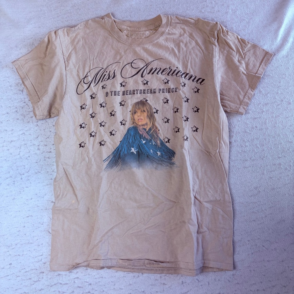 Taylor Swift T-Shirt Unisex Medium Tan Miss Americana Heartbreak Prince Graphic